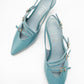 Magra Blue Patent Pointed-Toe Slingback Stiletto (Women)