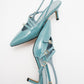 Magra Blue Patent Pointed-Toe Slingback Stiletto (Women)