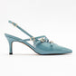 Magra Blue Patent Pointed-Toe Slingback Stiletto (Women)