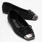 Abra - Black Stone-Embellished Bow Ballet Flat (Women)