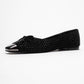 Abra - Black Stone-Embellished Bow Ballet Flat (Women)