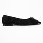 Abra - Black Stone-Embellished Bow Ballet Flat (Women)