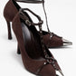 Juliana - Brown Strapped Metallic Toe Heeled Shoe (Women)
