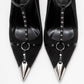 Juliana - Black Strapped Metallic Toe Heeled Shoe (Women)