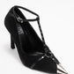 Juliana - Black Strapped Metallic Toe Heeled Shoe (Women)