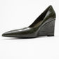 Puera - Green Printed Pointed Toe Wedge Heel Shoe (Women)