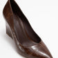 Puera - Tan Croc-Print Pointed Toe Platform Heel Shoe (Women)