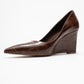 Puera - Tan Croc-Print Pointed Toe Platform Heel Shoe (Women)