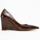 Puera - Tan Croc-Print Pointed Toe Platform Heel Shoe (Women)