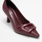 Astra - Burgundy Striped Buckle Heeled Pump (Women)