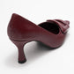 Astra - Burgundy Striped Buckle Heeled Pump (Women)