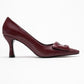 Astra - Burgundy Striped Buckle Heeled Pump (Women)