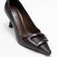 Astra - Brown Striped Buckle Heeled Pump (Women)