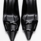 Astra - Black Striped Buckle Stiletto Heeled Shoe (Women)