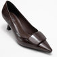 Marcia - Brown Embossed Buckle Stiletto Heel Shoe (Women)