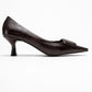Marcia - Brown Embossed Buckle Stiletto Heel Shoe (Women)