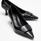 Marcia - Black Embossed Buckle Stiletto Heel Shoe (Women)