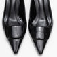 Marcia - Black Embossed Buckle Stiletto Heel Shoe (Women)