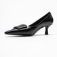 Marcia - Black Embossed Buckle Stiletto Heel Shoe (Women)