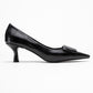 Marcia - Black Embossed Buckle Stiletto Heel Shoe (Women)