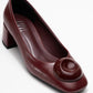 Mila - Burgundy Buckle Square Toe Block Heel Shoe (Women)