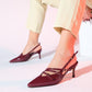 Magra Burgundy Patent Pointed-Toe Slingback Stiletto (Women)