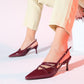 Magra Burgundy Patent Pointed-Toe Slingback Stiletto