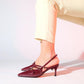 Magra Burgundy Patent Pointed-Toe Slingback Stiletto (Women)