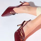 Magra Burgundy Patent Pointed-Toe Slingback Stiletto (Women)