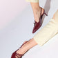 Magra Burgundy Patent Pointed-Toe Slingback Stiletto (Women)