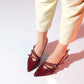 Magra Burgundy Patent Pointed-Toe Slingback Stiletto (Women)