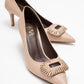 Great - Beige Brown Buckle Heeled Shoe (Women)