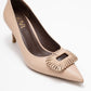 Great - Beige Brown Buckle Heeled Shoe (Women)