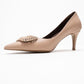 Great - Beige Brown Buckle Heeled Shoe (Women)
