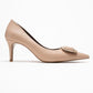 Great - Beige Brown Buckle Heeled Shoe (Women)