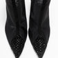 Farella - Black Mesh Embellished Back-Zip Heeled Boot (Women)