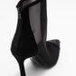 Farella - Black Mesh Embellished Back-Zip Heeled Boot (Women)