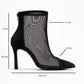 Farella - Black Mesh Embellished Back-Zip Heeled Boot (Women)