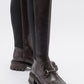 Chapel - Brown Leather Buckle Stretch Detail Boot (Women)