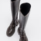 Chapel - Brown Leather Buckle Stretch Detail Boot (Women)