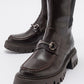 Chapel - Brown Leather Buckle Stretch Detail Boot (Women)