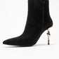 Crista - Black Pointed Toe Heeled Boot (Women)