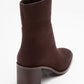 Chara - Brown Suede Block Heel Ankle Boot (Women)