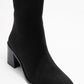 Chara - Black Suede Block Heel Ankle Boot (Women)