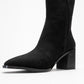 Chara - Black Suede Block Heel Ankle Boot (Women)
