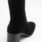 Chara - Black Suede Block Heel Ankle Boot (Women)