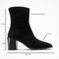 Chara - Black Suede Block Heel Ankle Boot (Women)