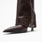 Lola - Brown Zip Pointed Toe Heeled Boot (Women)