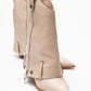 Lola - Beige Zip Pointed Toe Heeled Boot (Women)