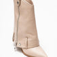 Lola - Beige Zip Pointed Toe Heeled Boot (Women)